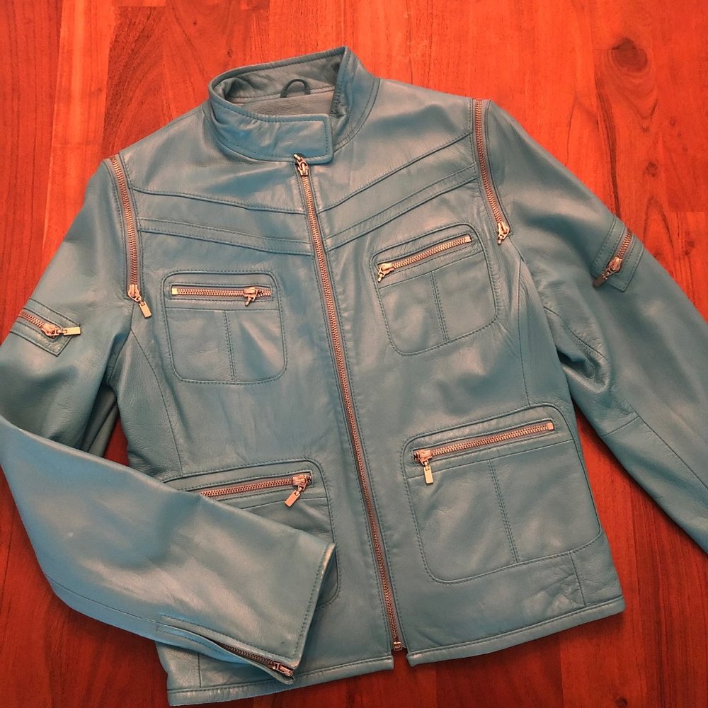 Kenneth Cole Reaction - Turquoise Leather Jacket